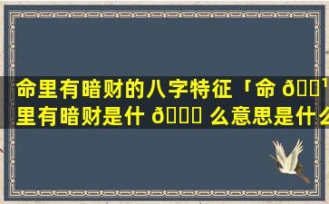 命里有暗财的八字特征「命 🌹 里有暗财是什 🍁 么意思是什么」